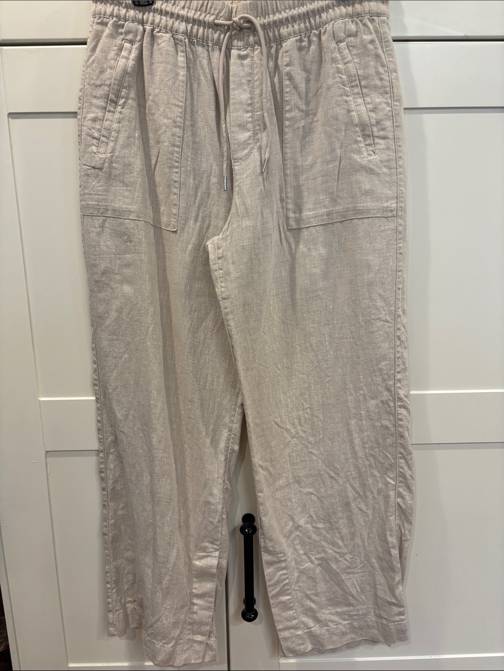 Athleta Wide-Leg Drawstring Pants in Light Tan